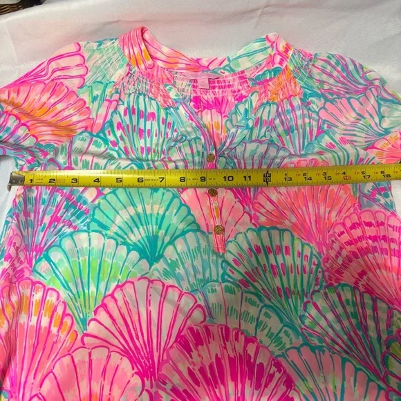 Lilly Pulitzer Pink and Green Shell Print Blouse - Picture 6 of 11